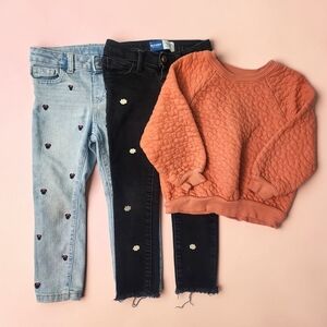 Girls Clothing Bundle -Old Navy Jeggings,sweatshirt & Disney Minnie Mouse Jeans